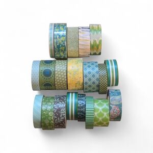 Huge 20 Roll Washi Tape - Green & Teal - Scotch, Glitter, Florals NWT